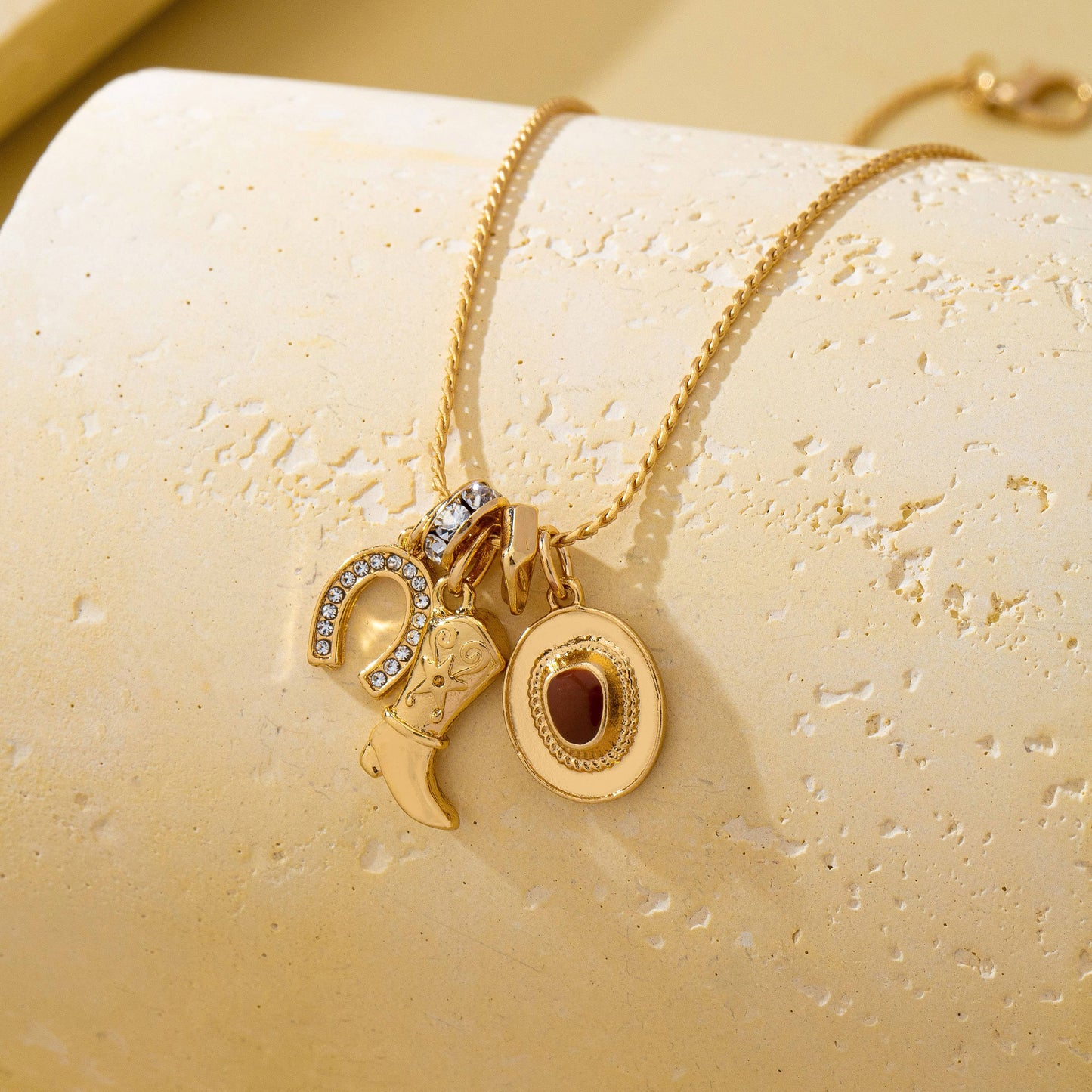 Western Hat Boot Horseshoe Rhinestone Charm Necklace|80N9312