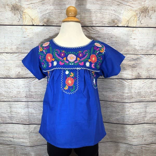 Beautiful Blue Embroidered Girls Blouse