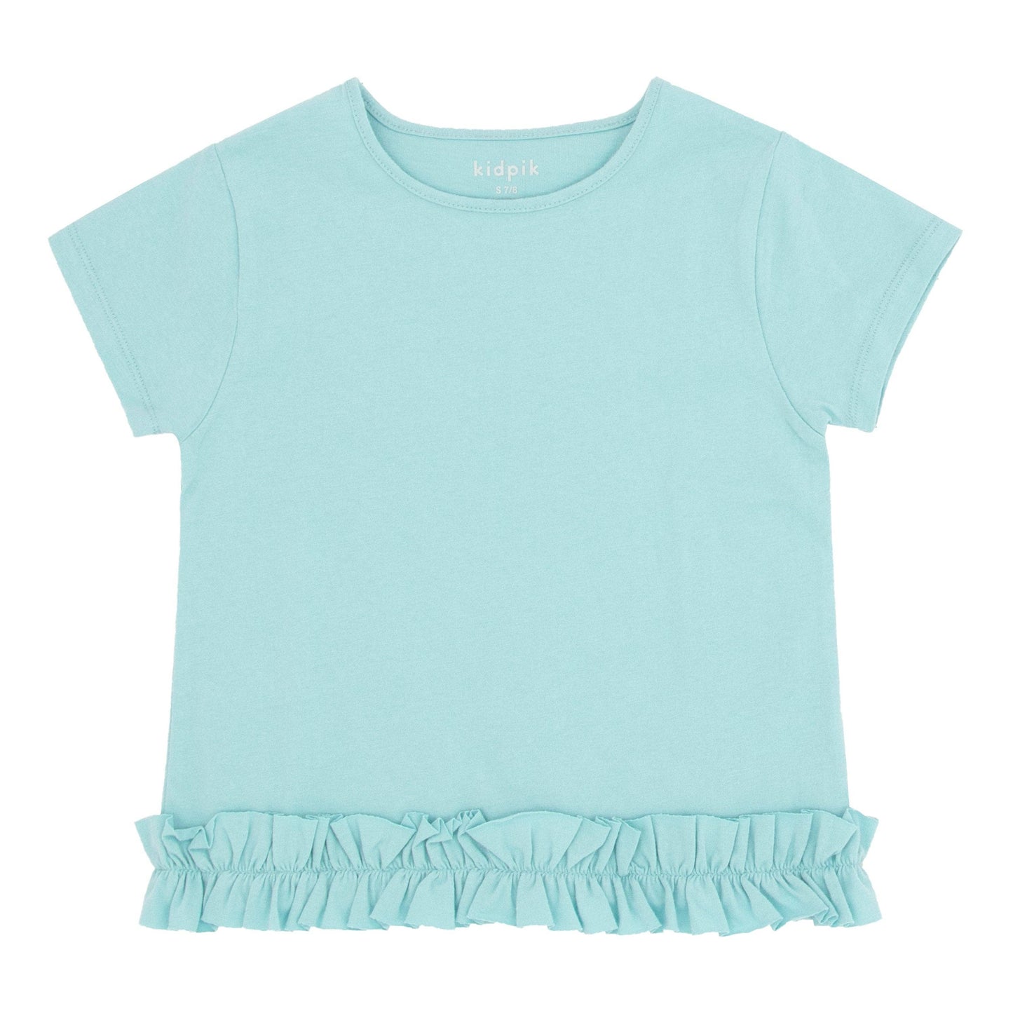 Girls Turquoise Ruffle Edge Tee