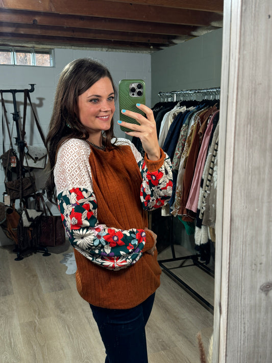 The Fiona Patchwork Blouse in Rust