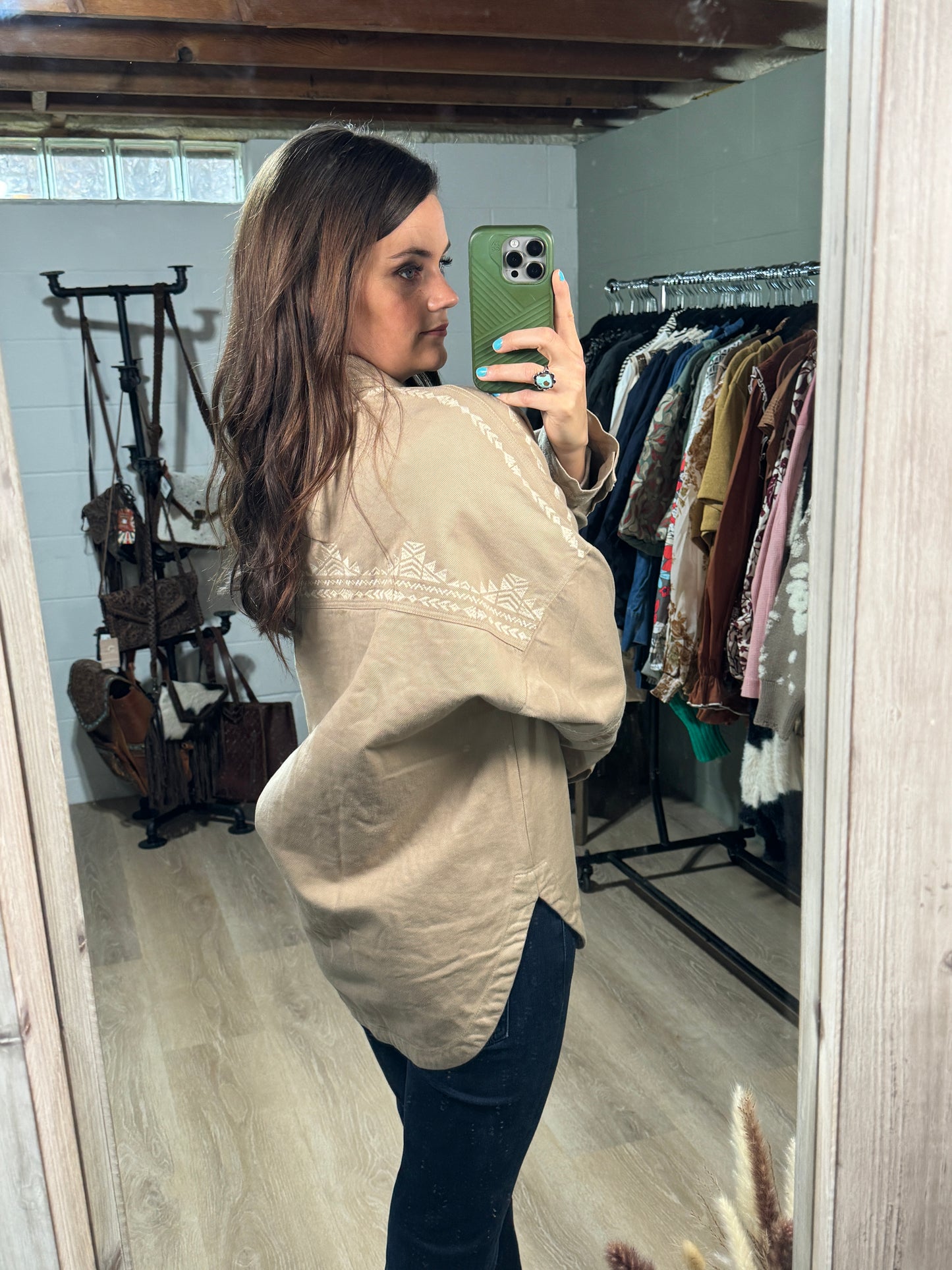 The Sammi Embroidered Jacket in Almond