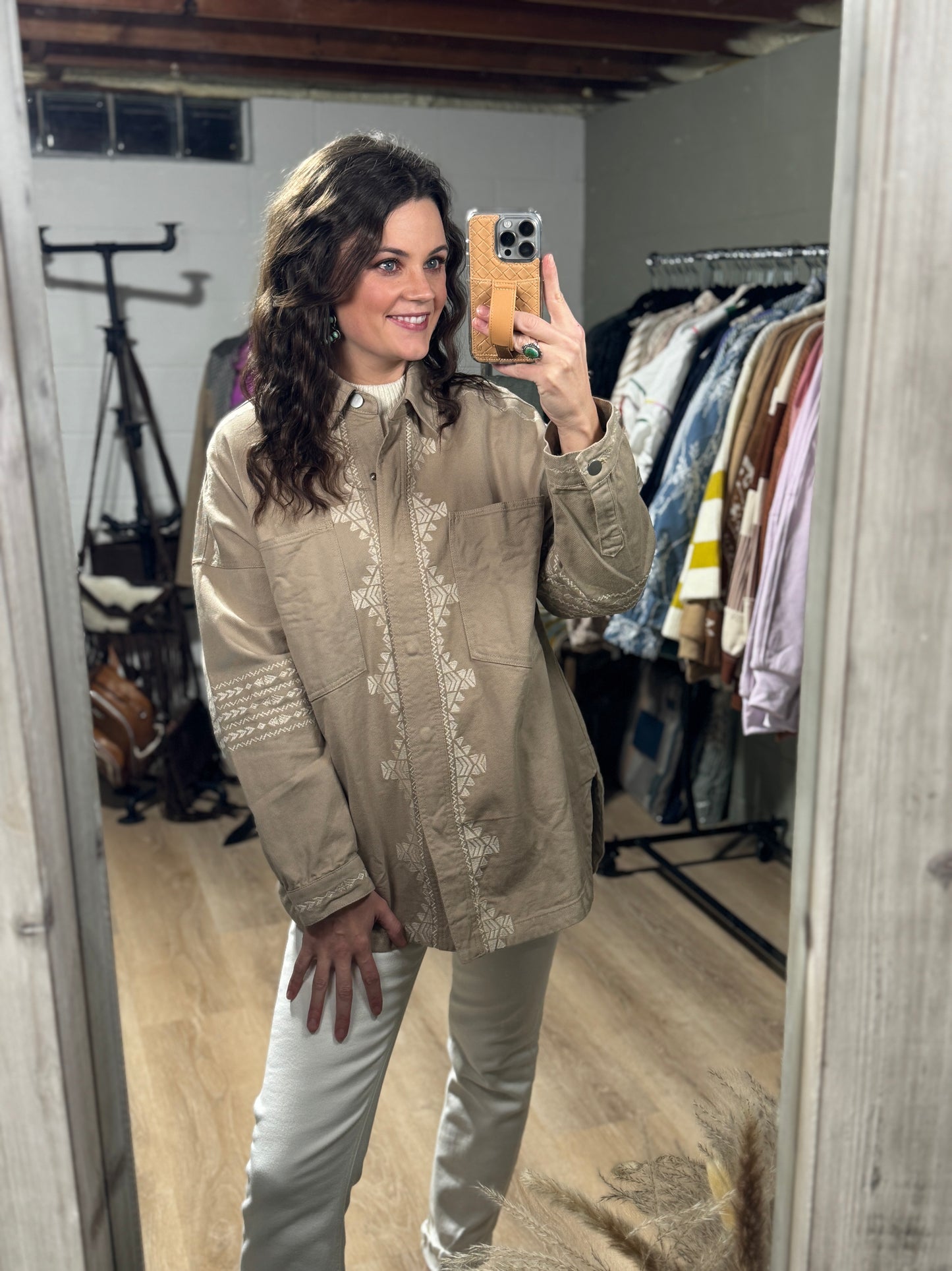 The Sammi Embroidered Jacket in Almond