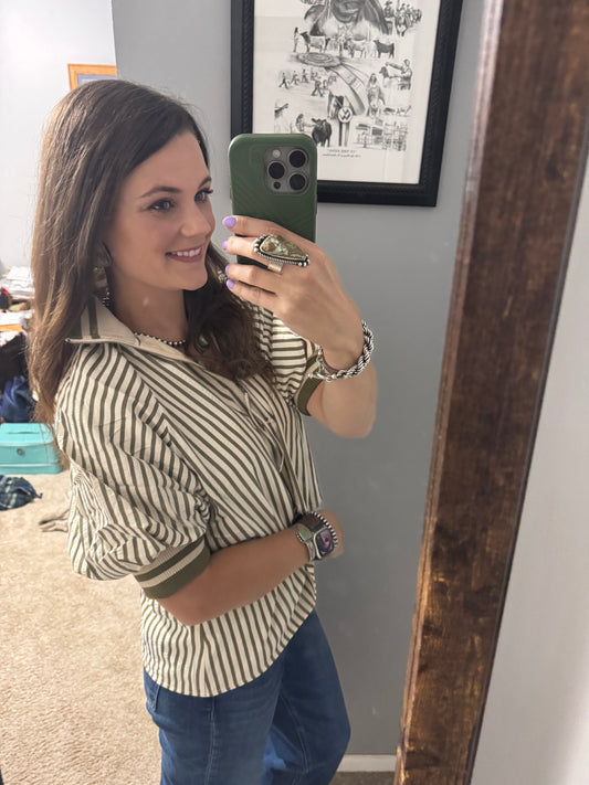 The Always Chic Blouse in Olive (XL Only)