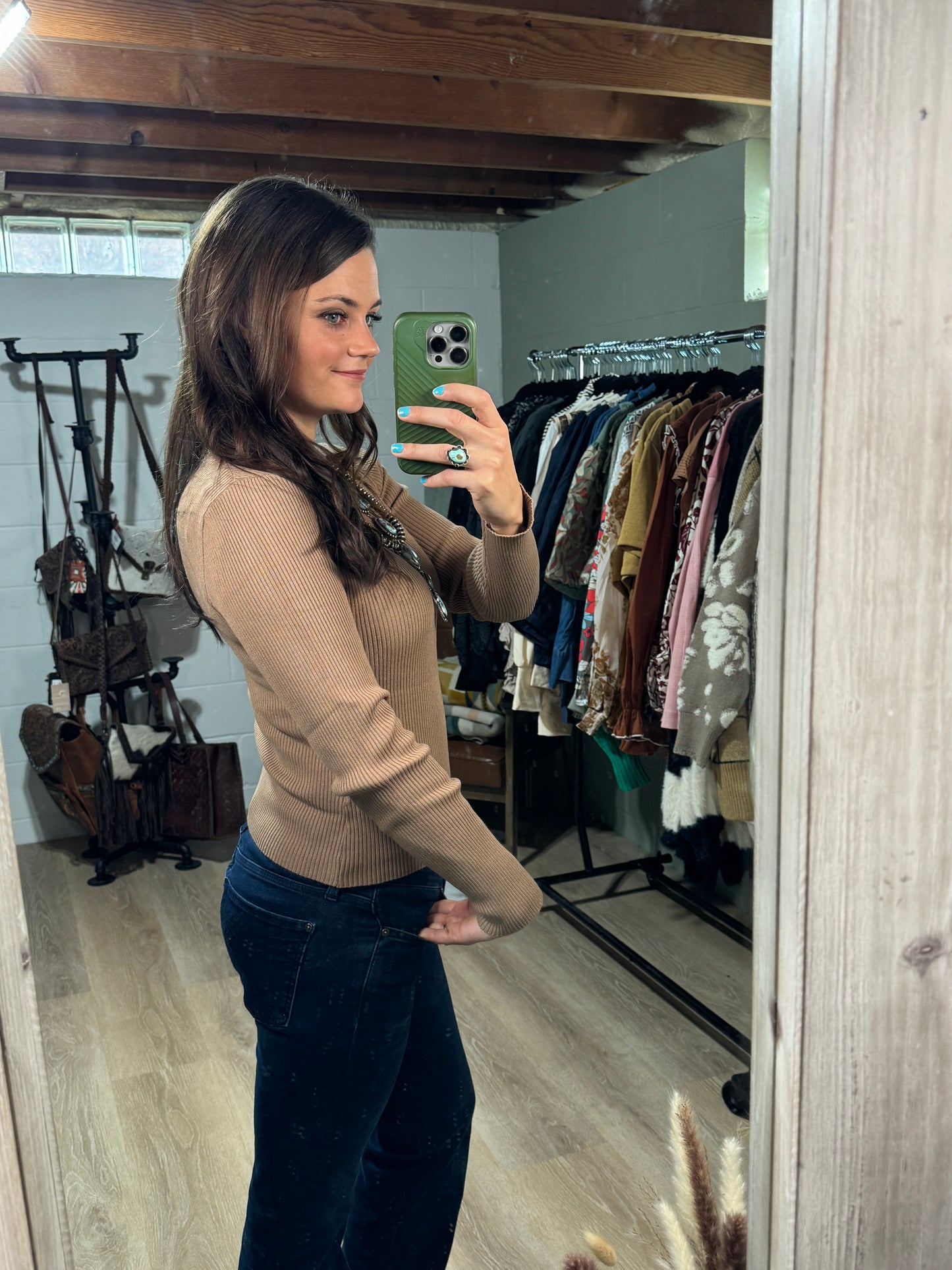 Extended Sizes - The Tan Basic Crewneck Sweater