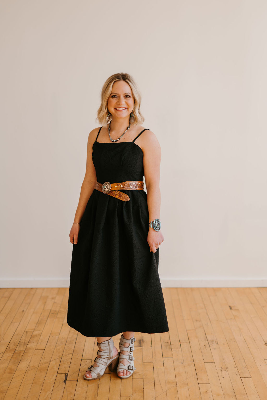 The Toni Crinkle Textured Sleeveless Midi Dress