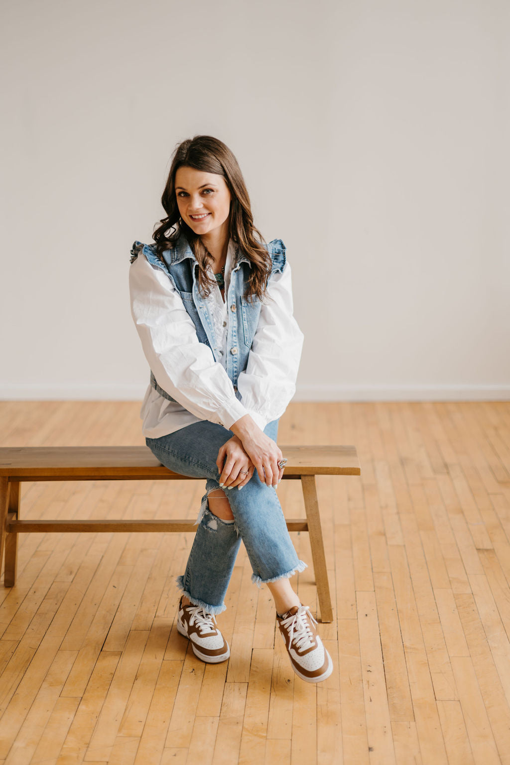 The Making a Statement Ruffle Button Down in White
