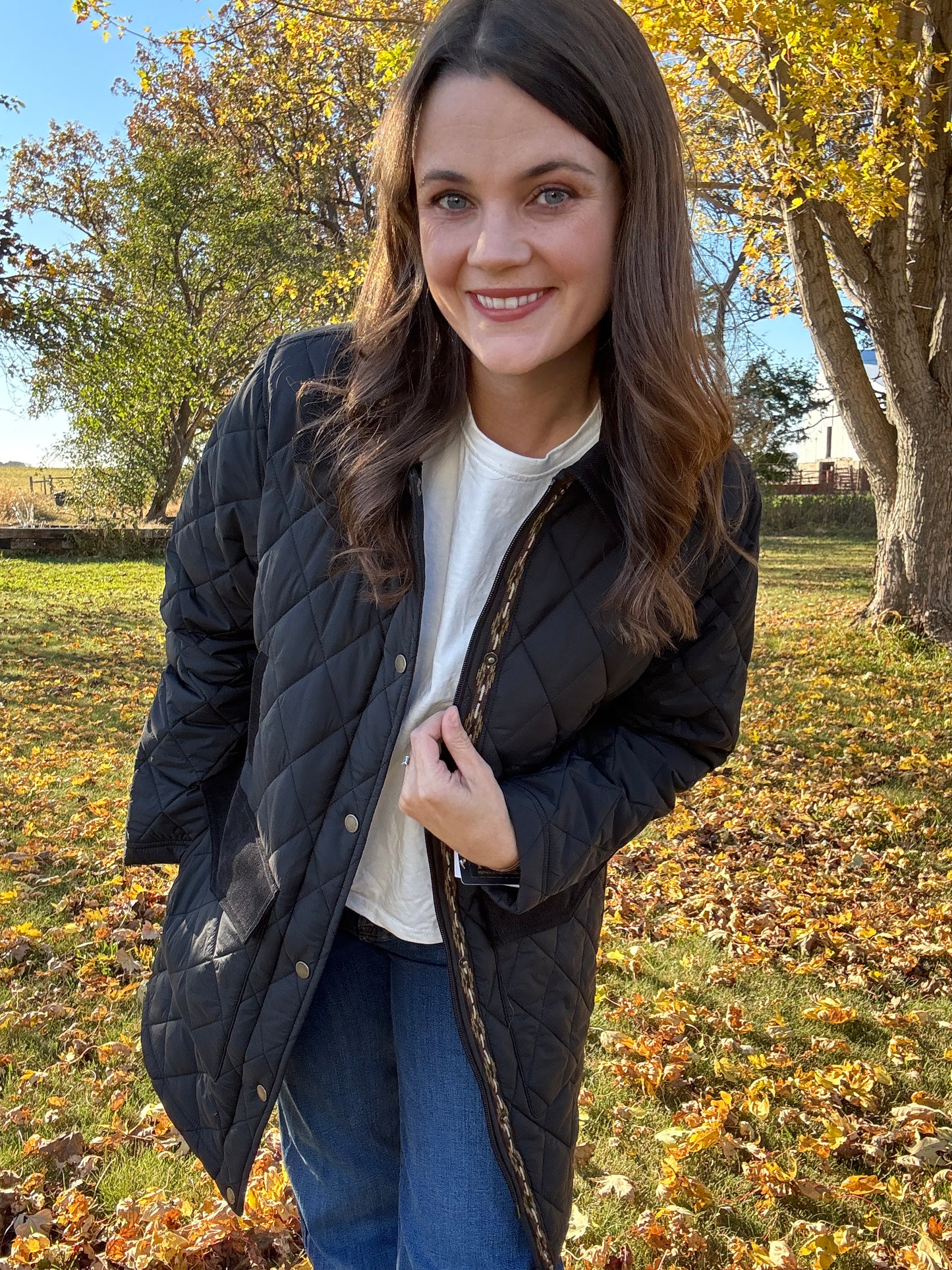 SUN RIVER QUILTED FIELD COAT IN BLACK