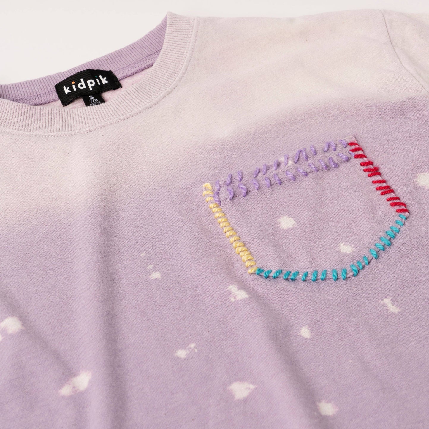 Girls Dip Dye Blanket Stitch Pocket Tee