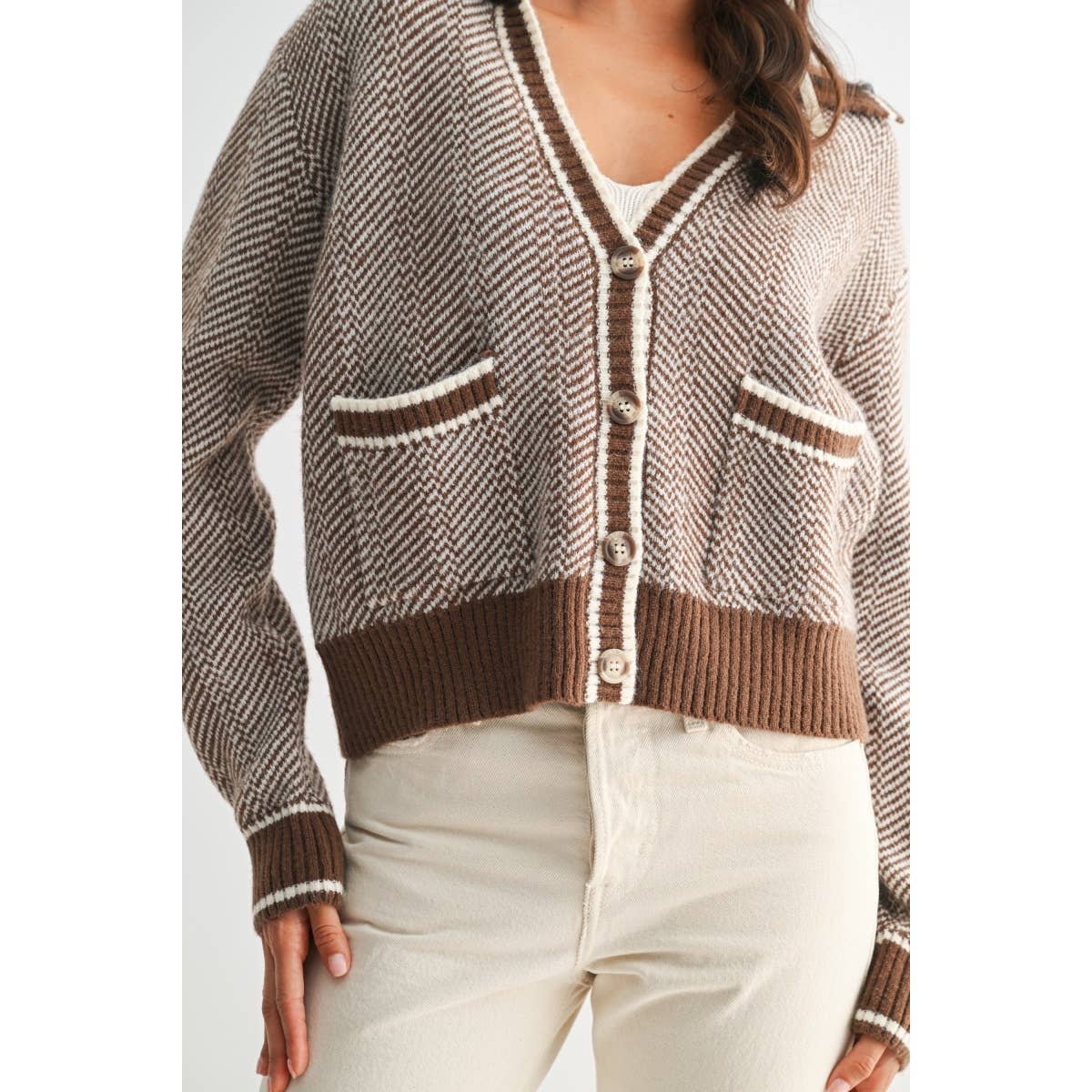 The Camila Herringbone Knit Cardigan
