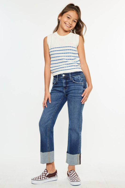 YOUTH MID RISE CROP STRAIGHT-YC7478D