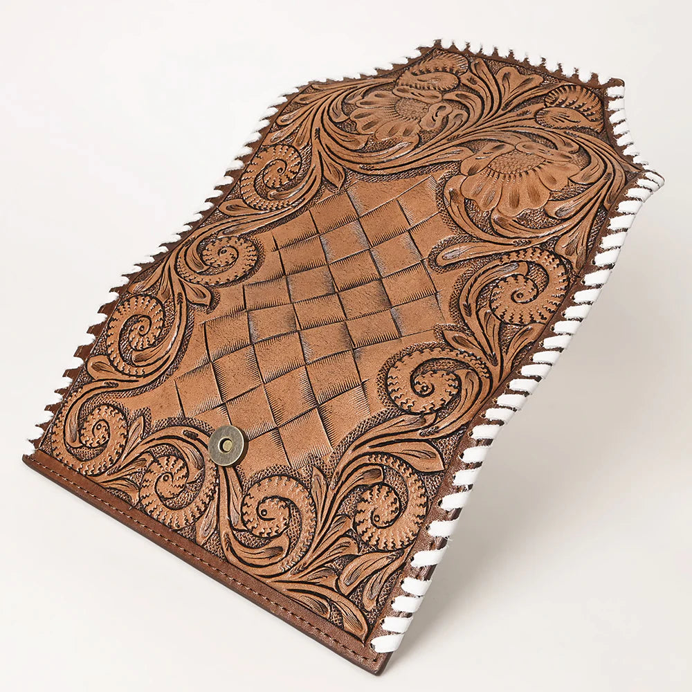 The Winnie Tooled and White Braided Wallet