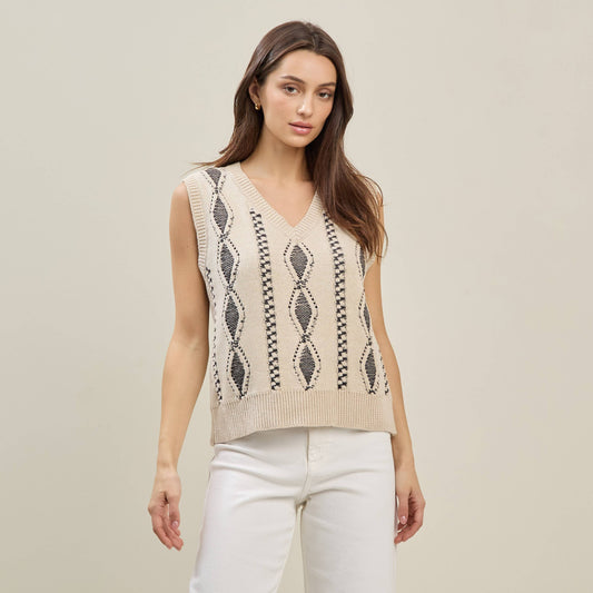 Contrast stitch knit vest