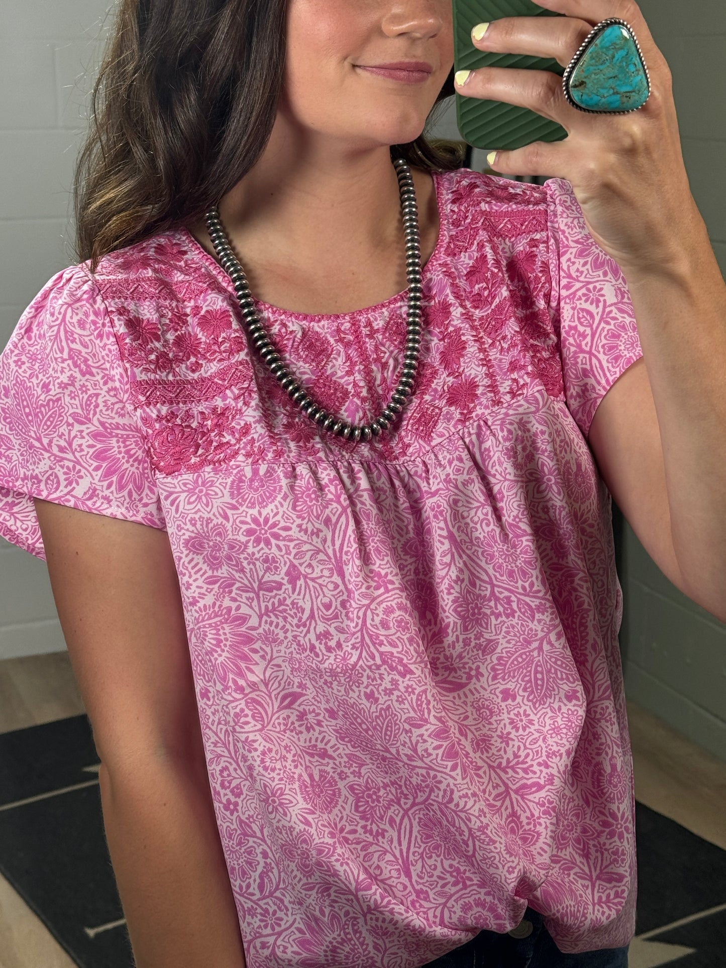 The Paisley Pink Embroidered Blouse