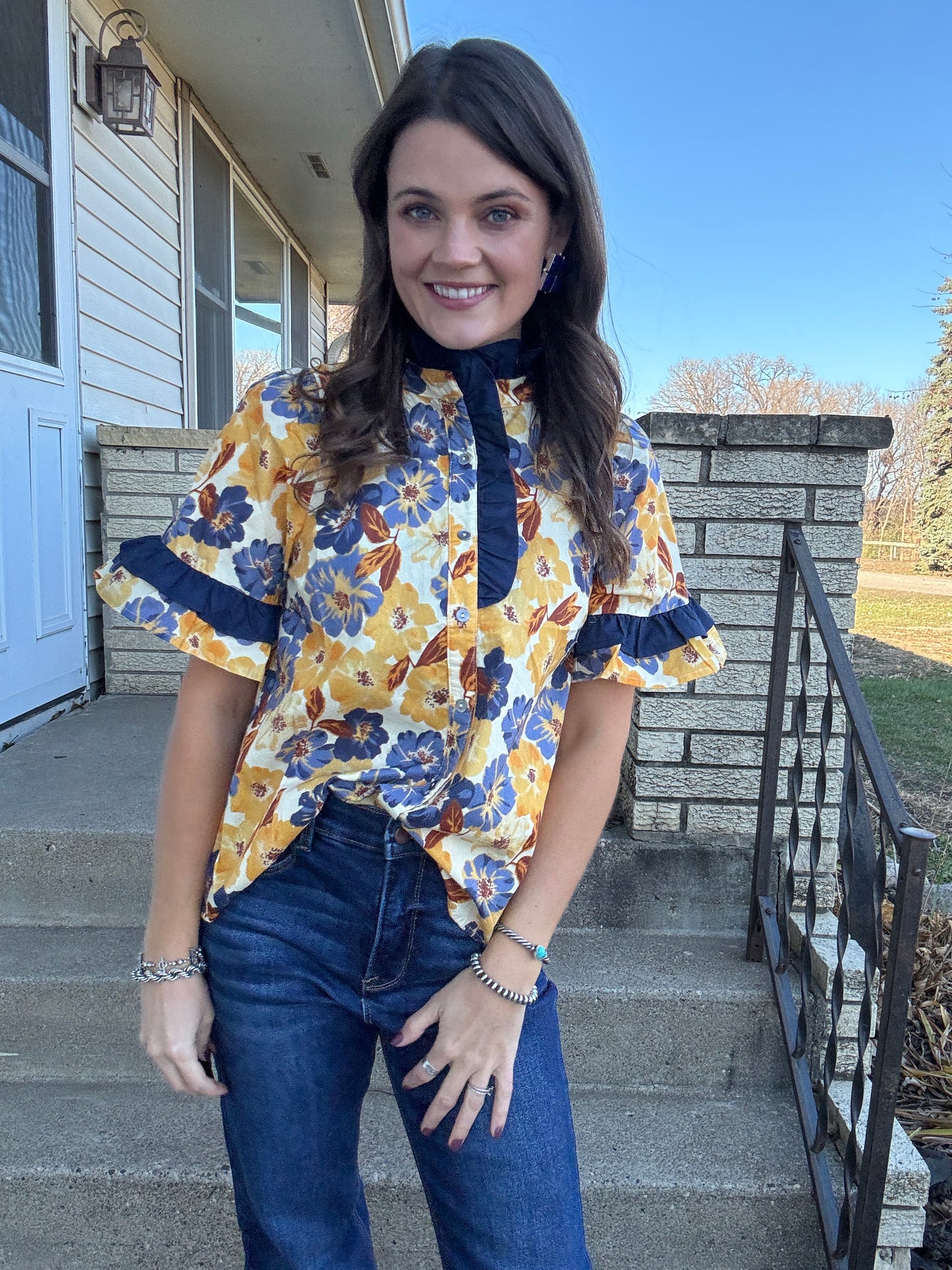 The Lady May Blouse in Navy (Full Size Run)