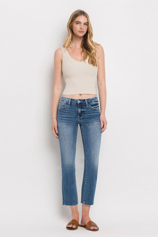 Mid Rise Slim Straight Jeans