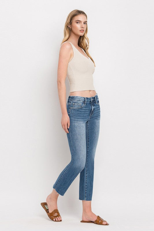 Mid Rise Slim Straight Jeans