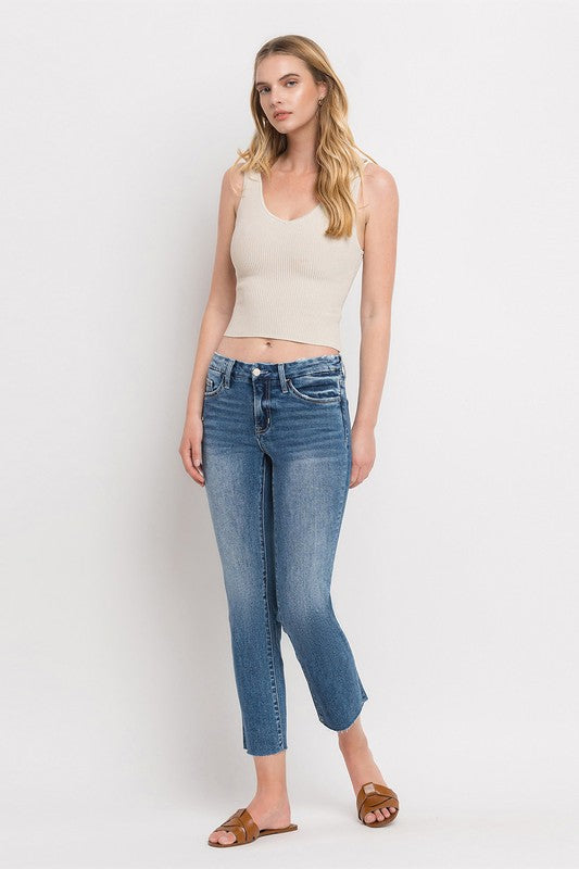 Mid Rise Slim Straight Jeans