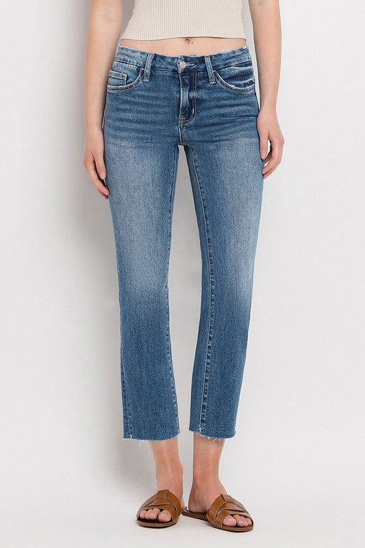 Mid Rise Slim Straight Jeans