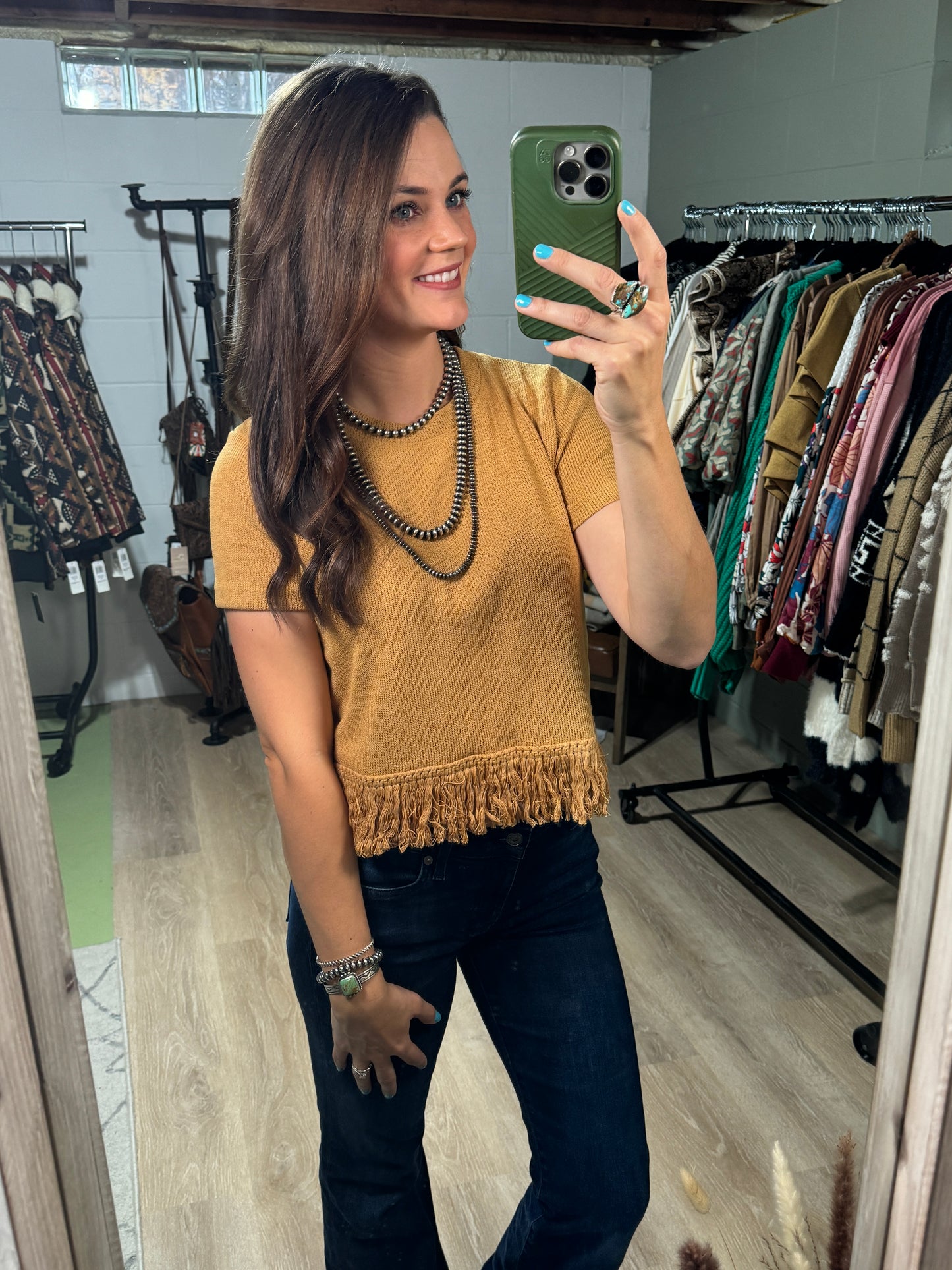 The Feelin' Fringed Tassel Textured Knit Top