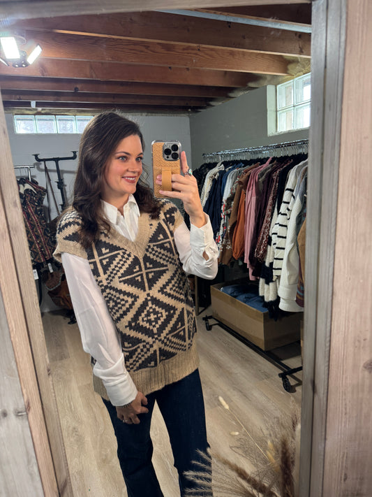 The Amy Aztec Sweater Vest