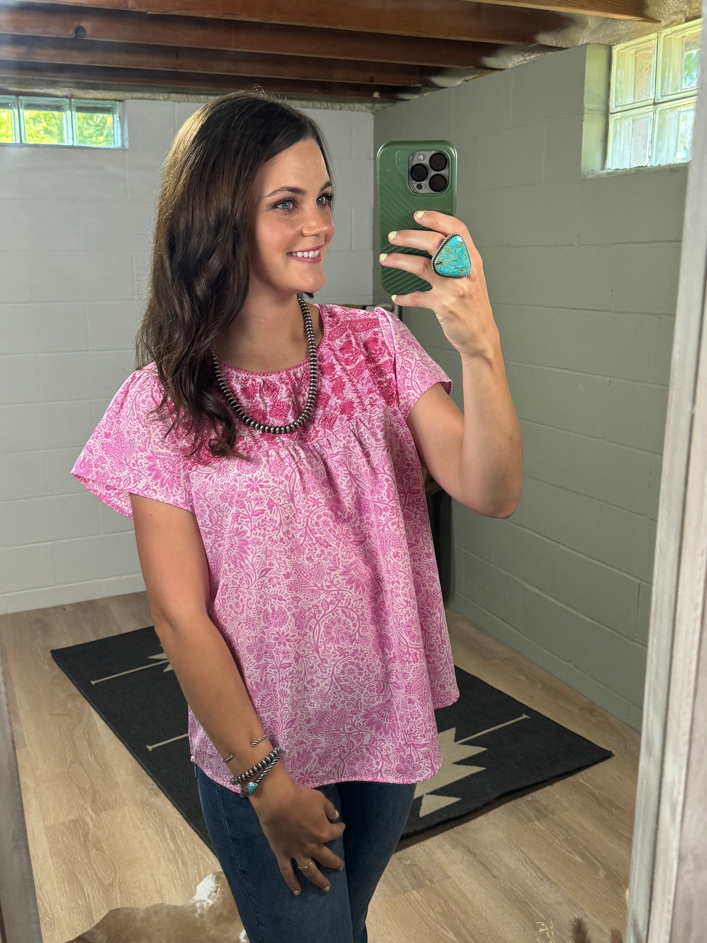 The Paisley Pink Embroidered Blouse