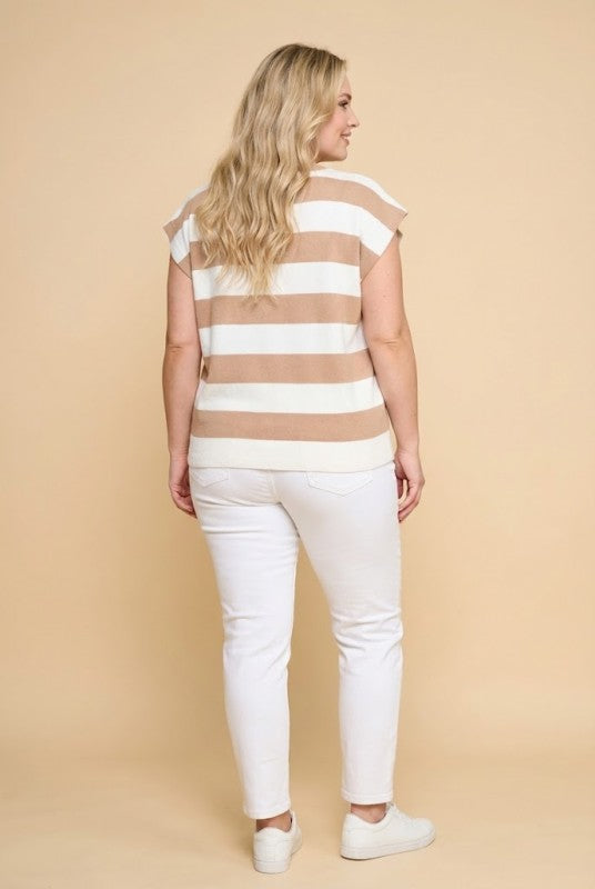 Women Striped Soft Sweater Knit Boxy Tank
