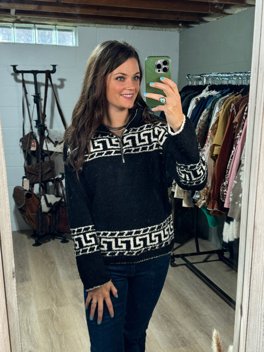 The Alli Aztec Sherpa Sweater (Small Only)