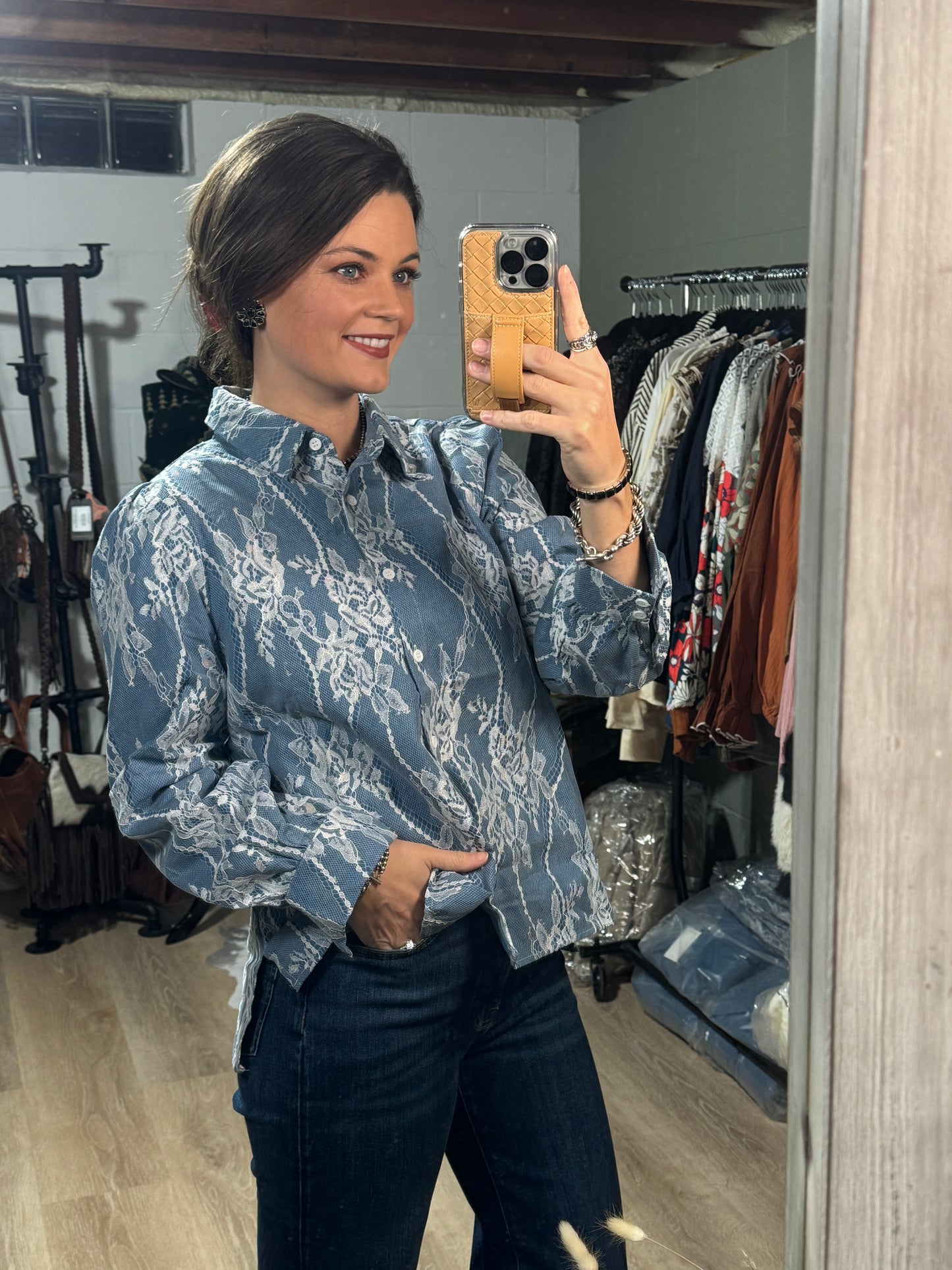 The Denim Diva Embroidered Blouse