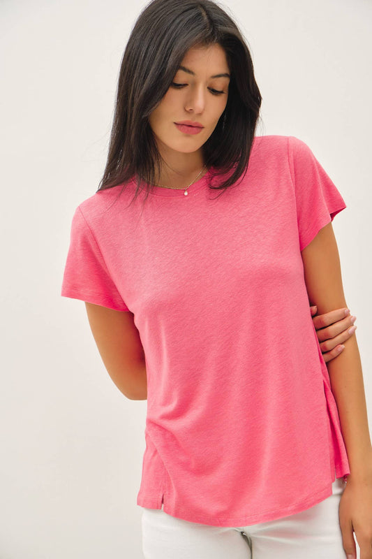 Bright Lights Linen Round Neck T-shirt
