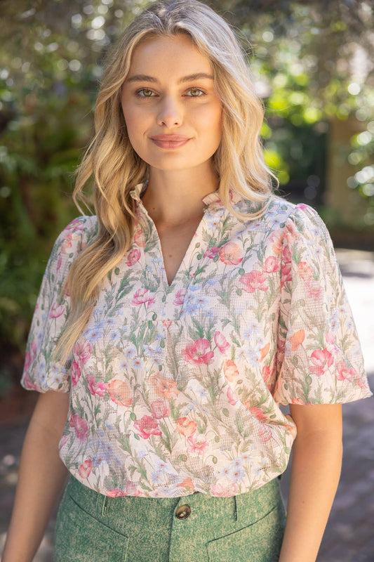 Blushed Barbie Floral Print Top