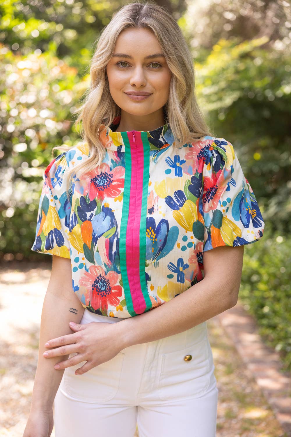 Watercolor Moment Floral Print Top