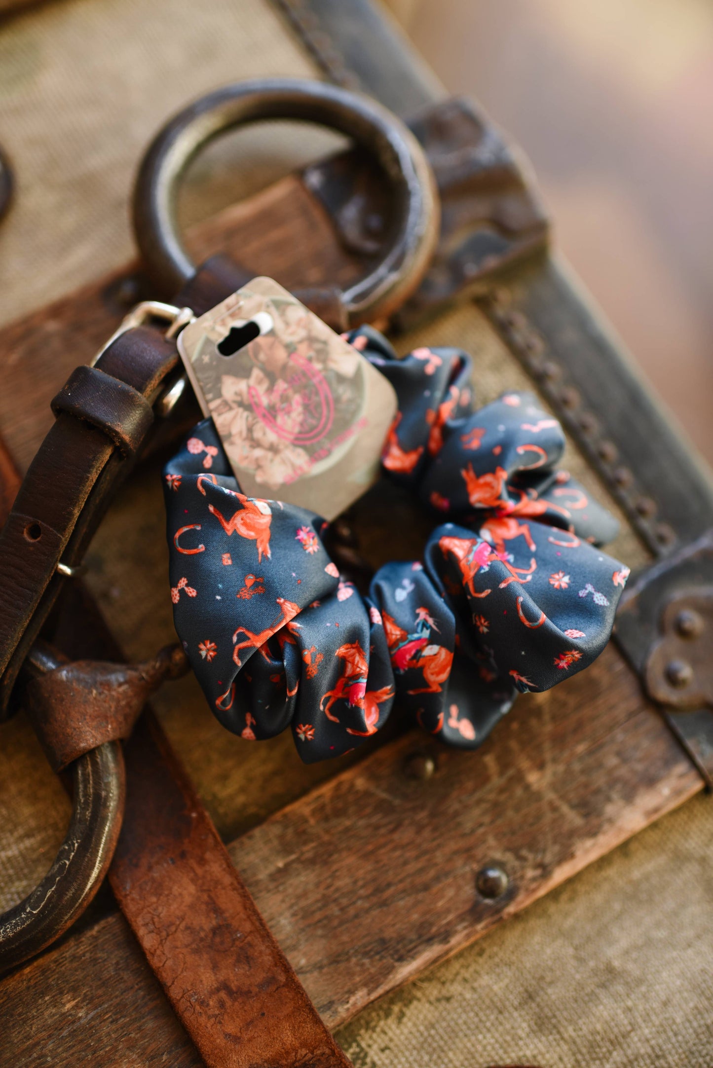 Blonde Cowgirl and Horse Scrunchie Cowgirl Hair Accessory
