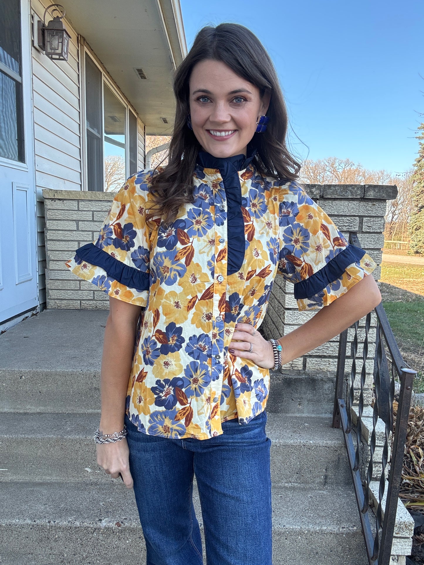 The Lady May Blouse in Navy (Full Size Run)