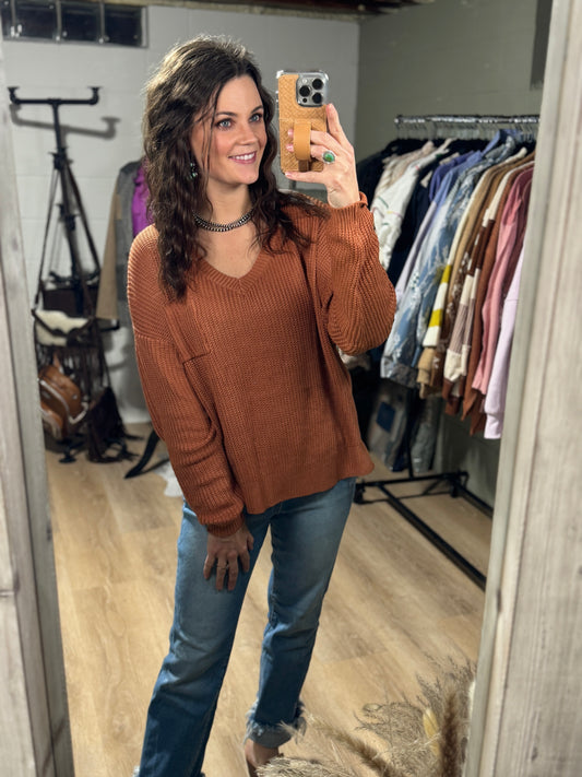 The Copper Candy V-Neck Sweater