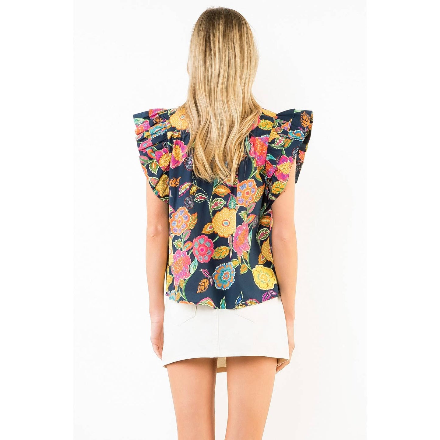 Ruffle Sleeves Floral Pattern Top (Small only)