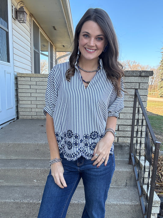 The Sage Embroidered Blouse (Full Size Run)