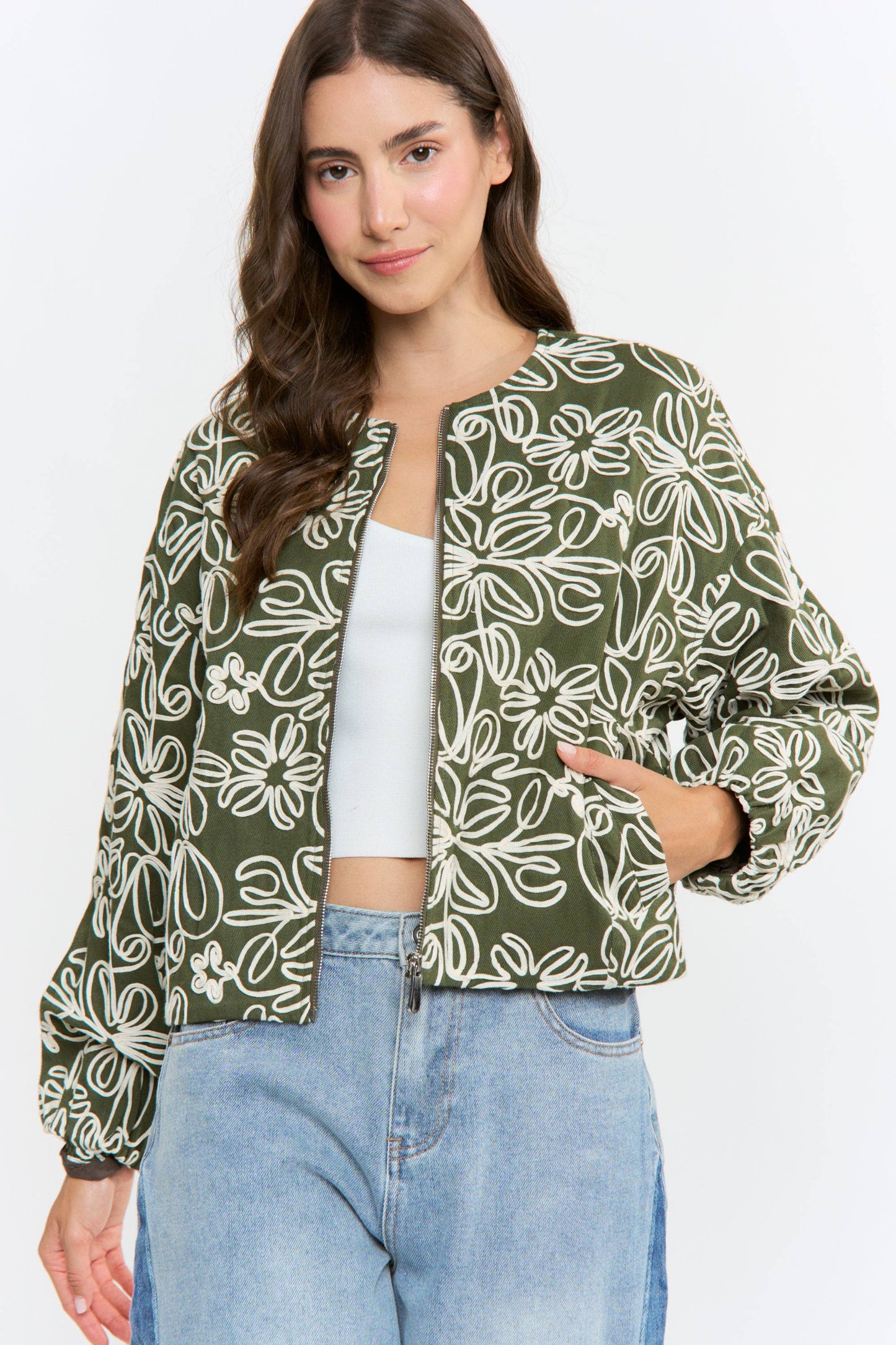 Fancy and Free Floral Embroidered Jacket