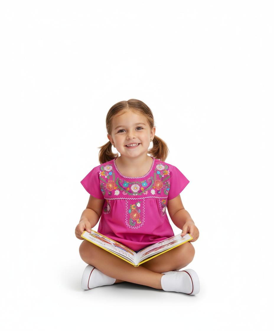 Perfect Pink Embroidered Girls Blouse