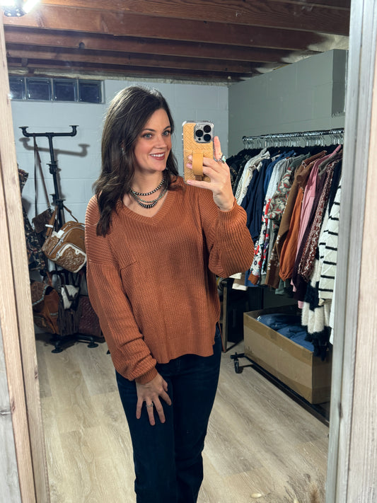 The Copper Candy V-Neck Sweater