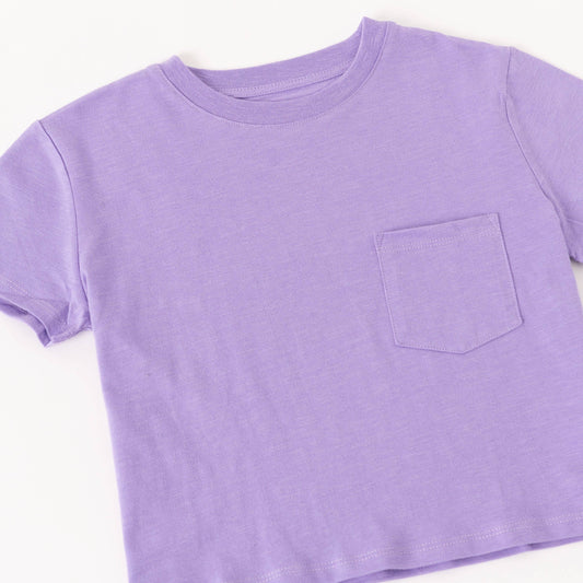 Girls Purple Slub Pocket Tee