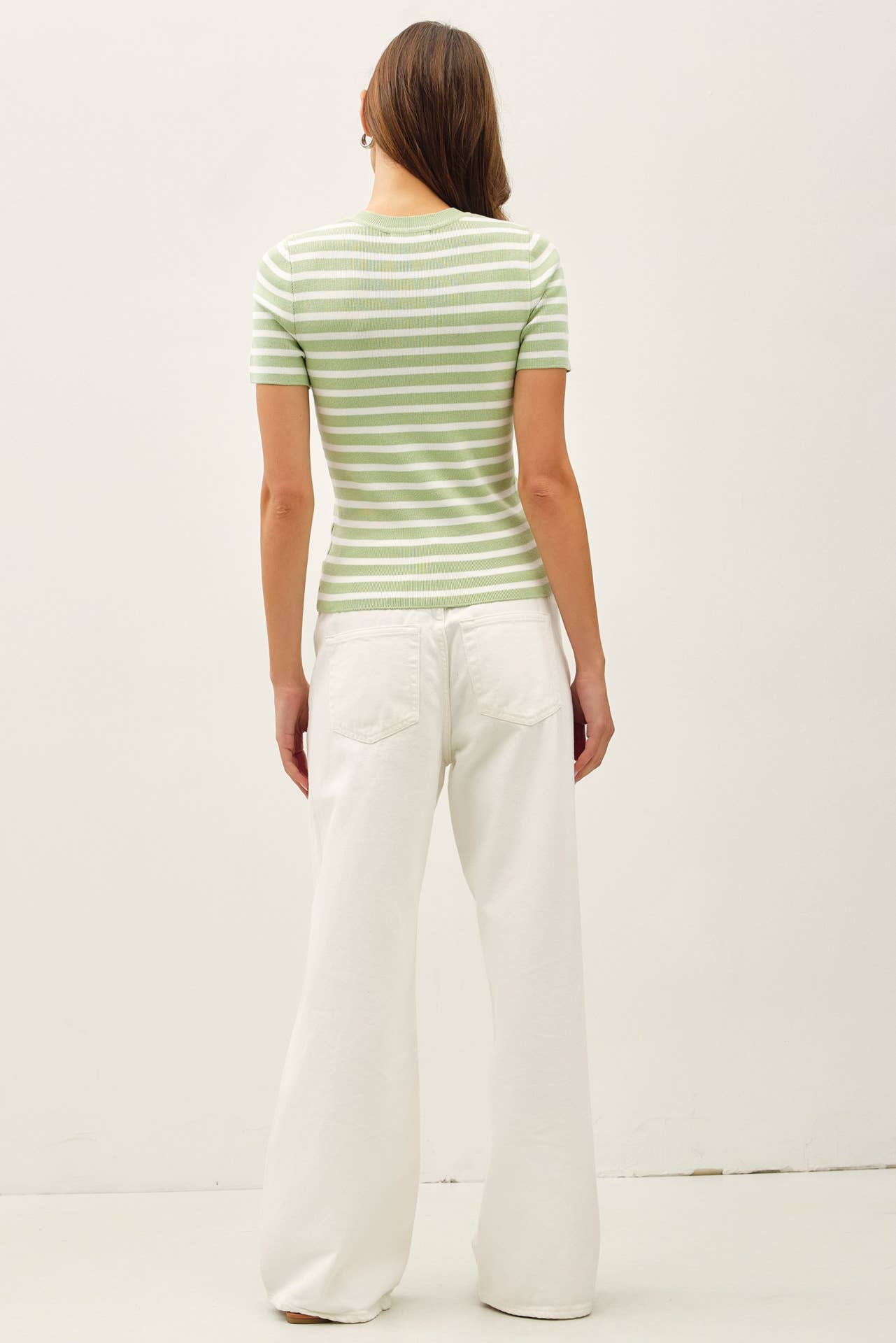 CLASSIC STRIPED CREWNECK SHORT SLEEVE SWEATER