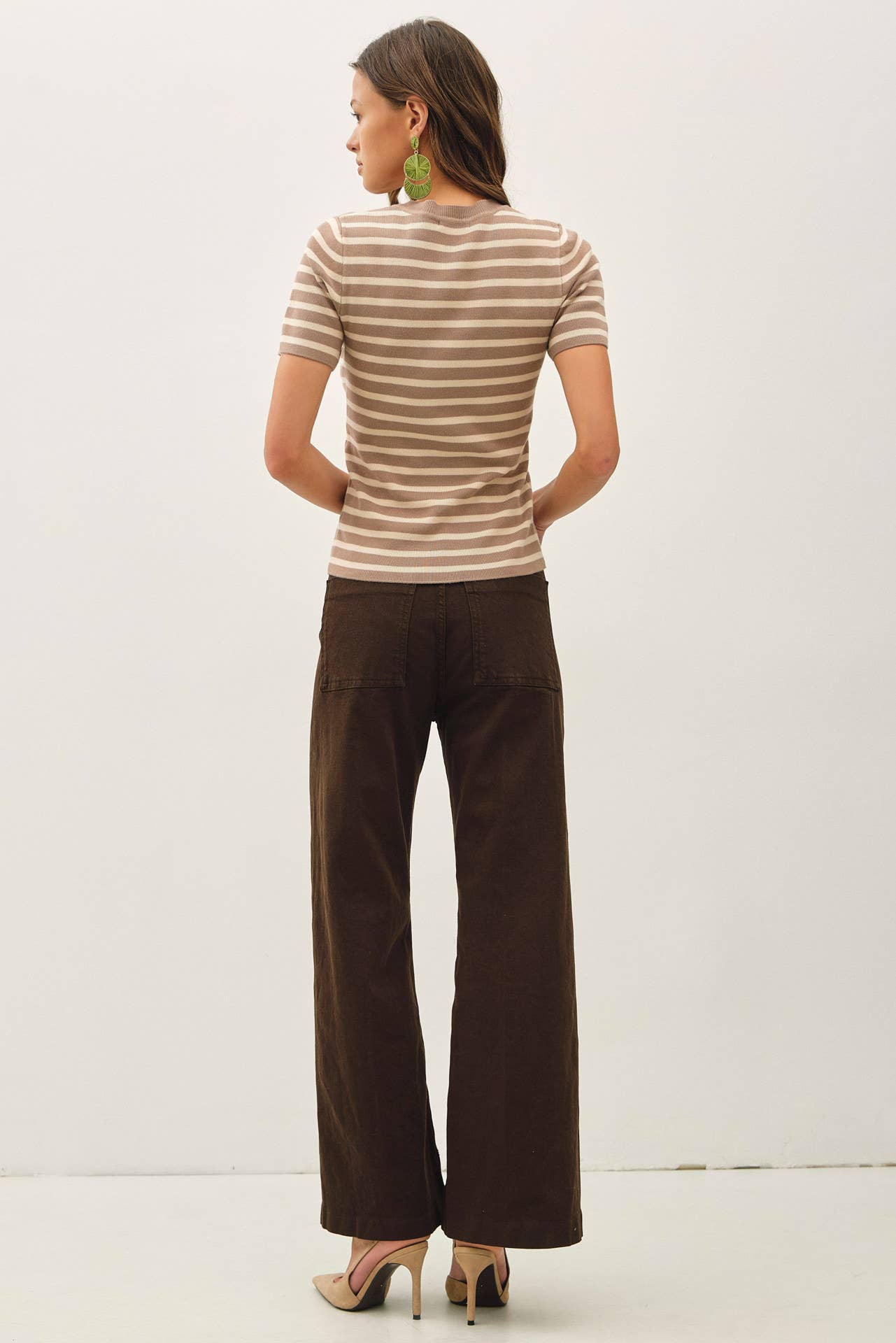 CLASSIC STRIPED CREWNECK SHORT SLEEVE SWEATER