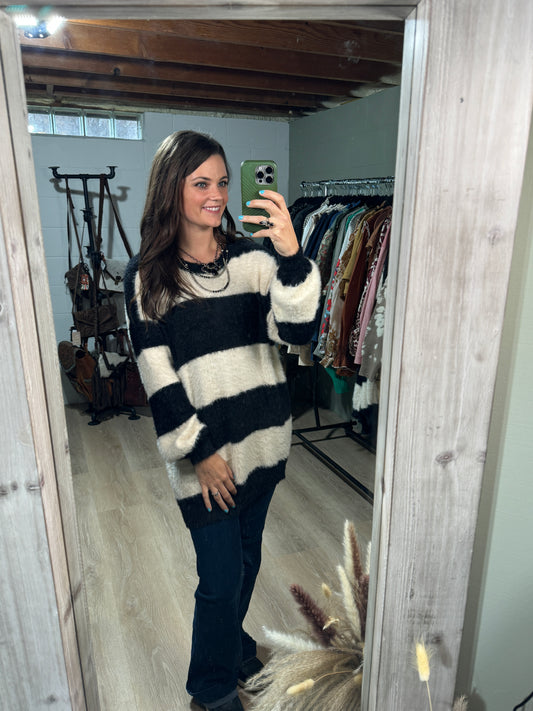 The Fun and Fuzzy Striped Pullover Sweater