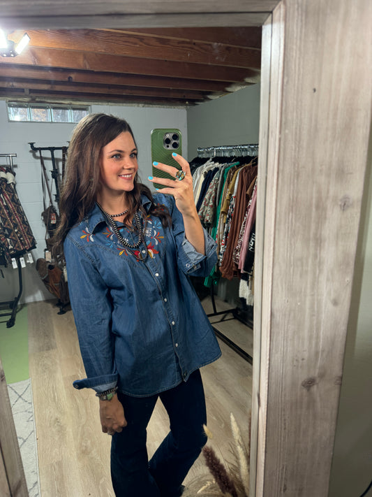 The Denim Darling Embroidered Top