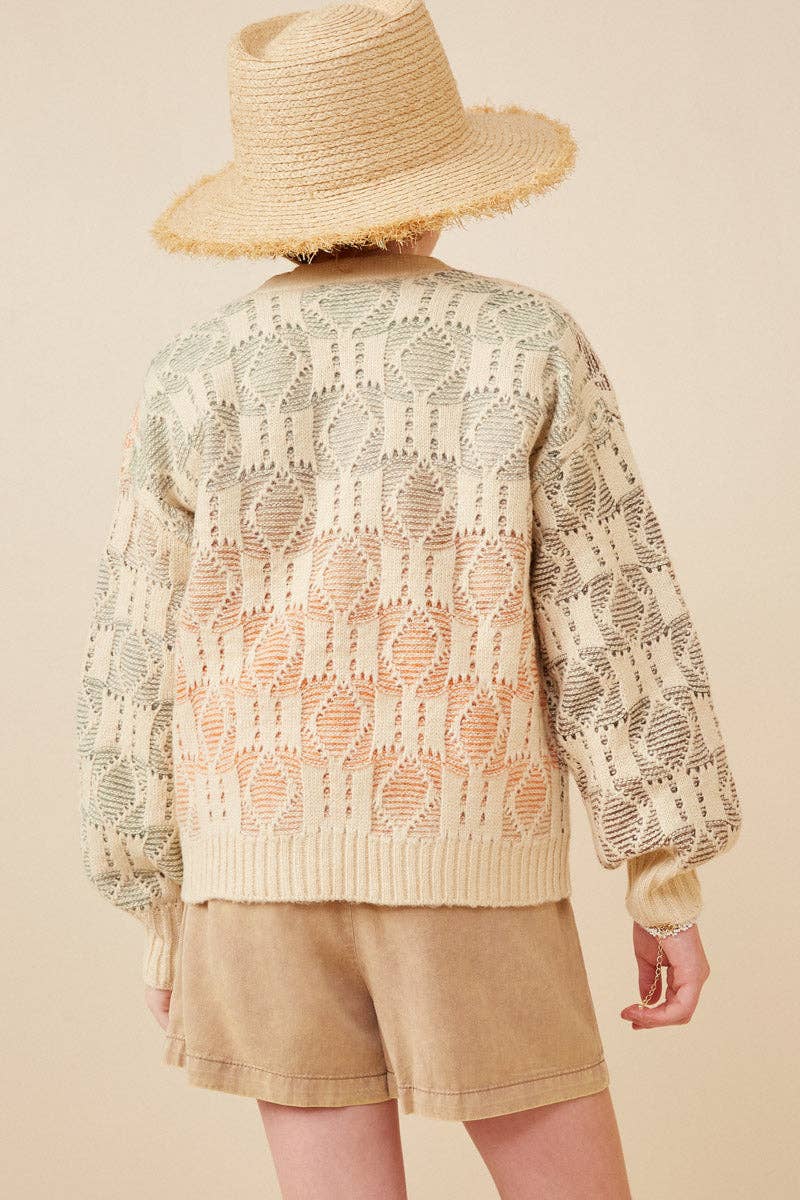 Girls Ombre Checkered Button Cardigan