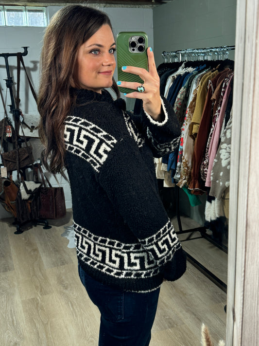 The Alli Aztec Sherpa Sweater (Small Only)