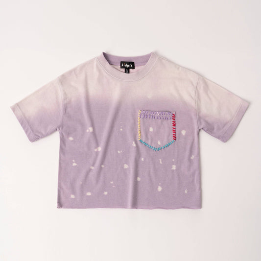 Girls Dip Dye Blanket Stitch Pocket Tee