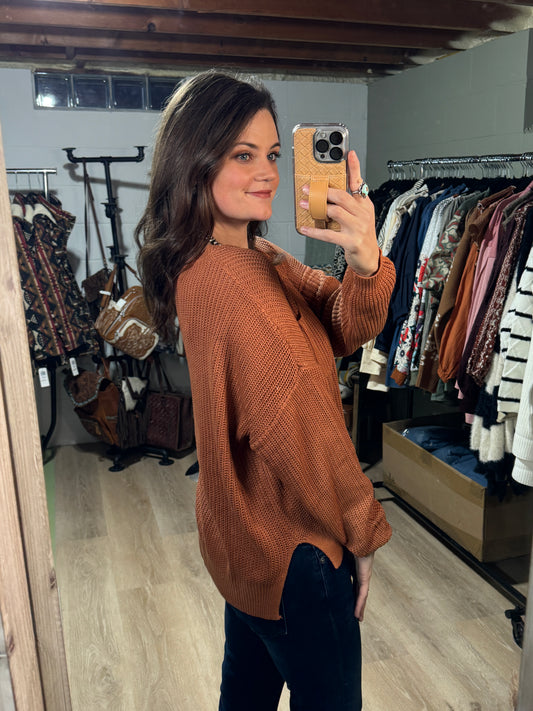 The Copper Candy V-Neck Sweater