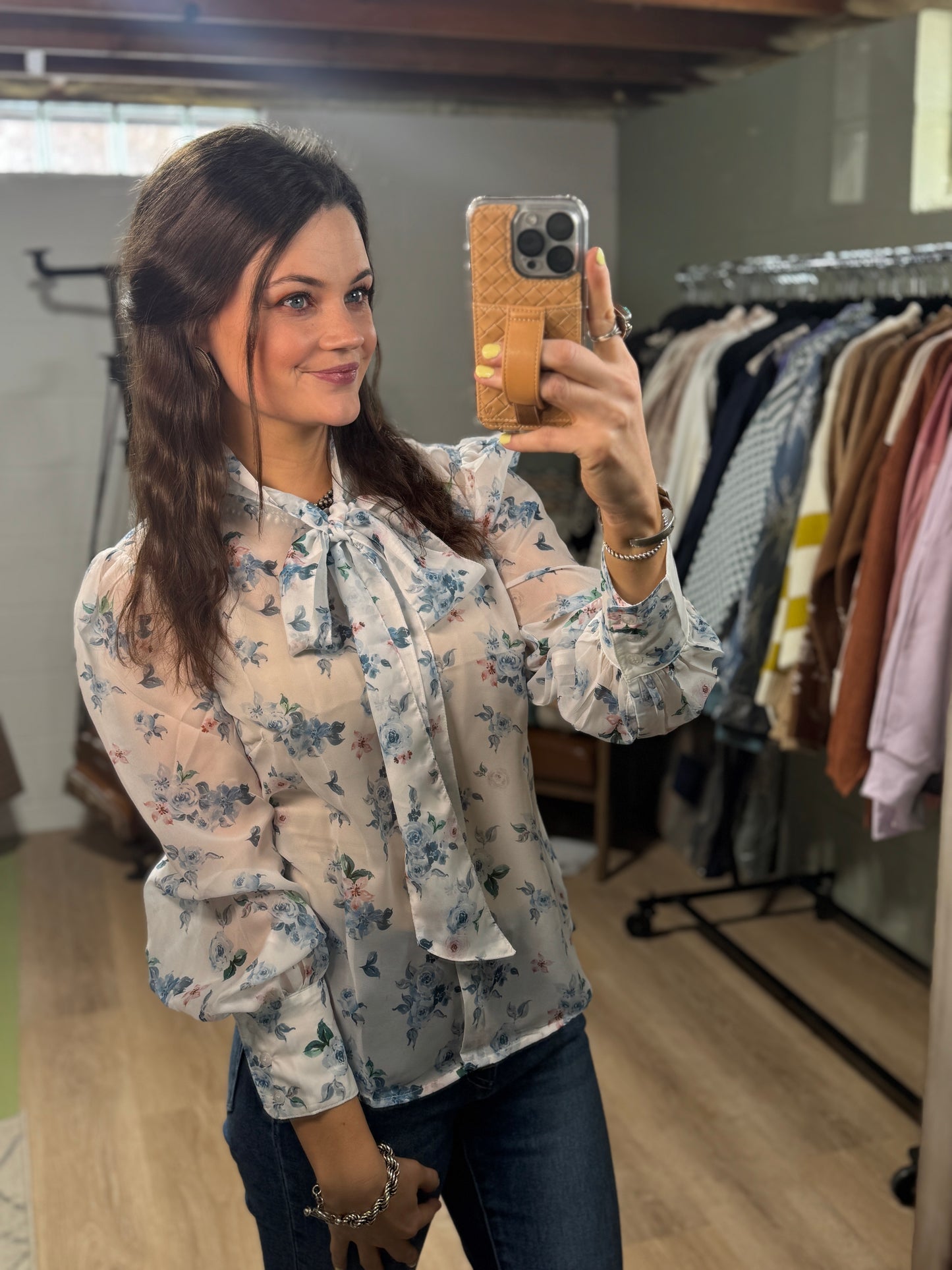 The Bowie Blue Floral Blouse