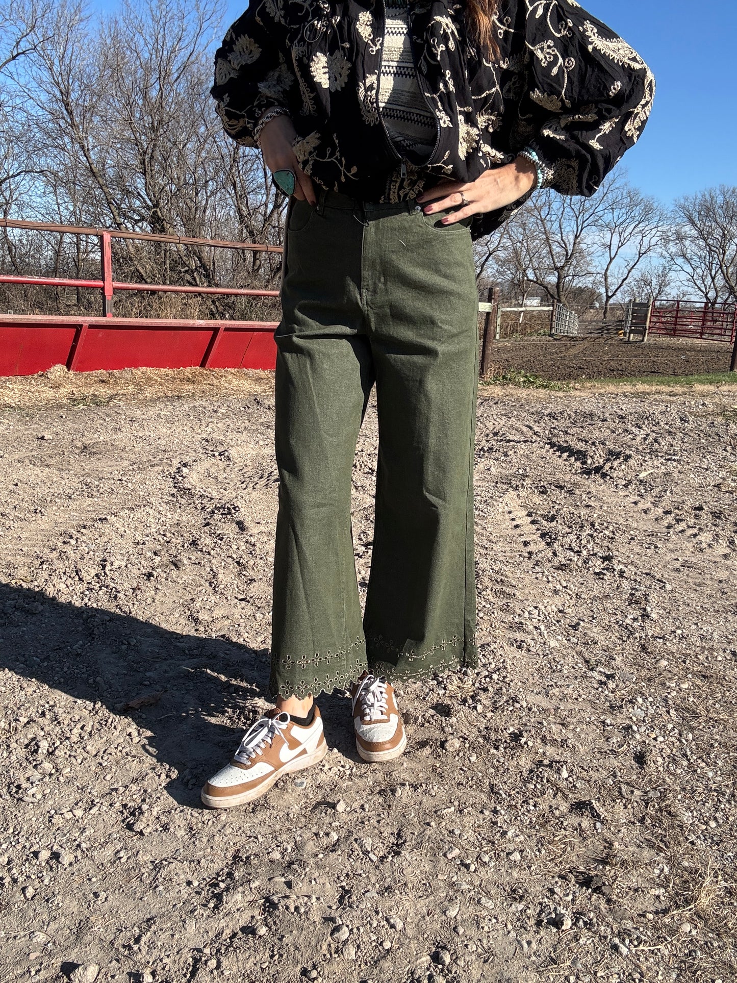 The Olive Embroidered Pant (Full Size Run)